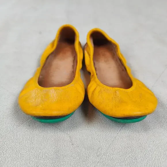 Tieks Flats Womens 6 Mustard Yellow Leather Ballet Slip On Shoes Preppy Shoes - Picture 4 of 9